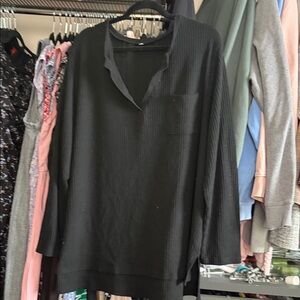 Black Plus Size Long Sleeve Top